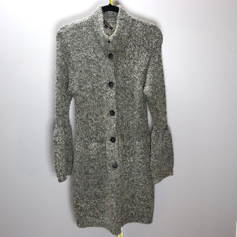 Elisabetta Collection Gray Knit Long Button‎ Front Cardigan Sweater M